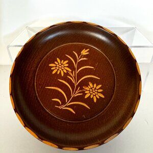 Hand Carved Wood Rotating Plate 7" Music Box-Cuendet Swiss The Sound of Music